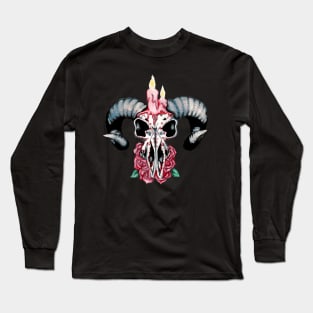 Oscuro Devil Goat Sugar Skull Long Sleeve T-Shirt